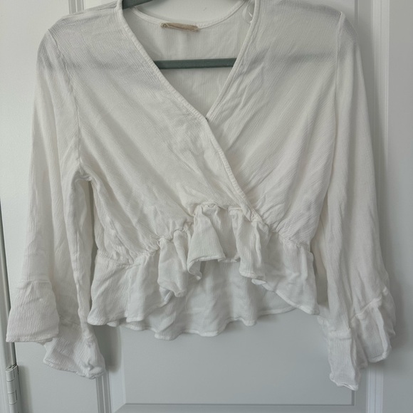 time after time Tops - Time After Time Cropped Wrap Cottage Core Blouse